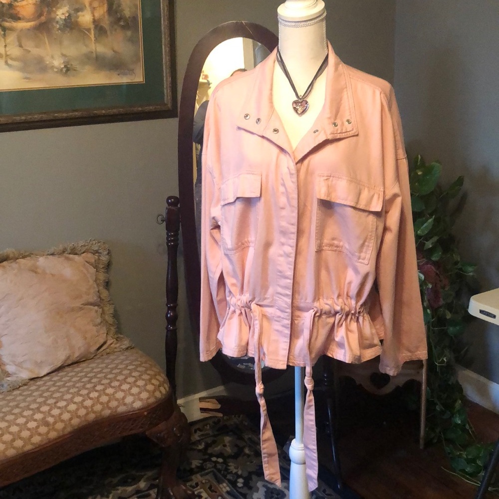 SOLD Jacket snap up jacket pink/salmon color Time Tru  size XL